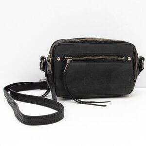 Frye Zip Camera Bag Leather Crossbody Purse Black